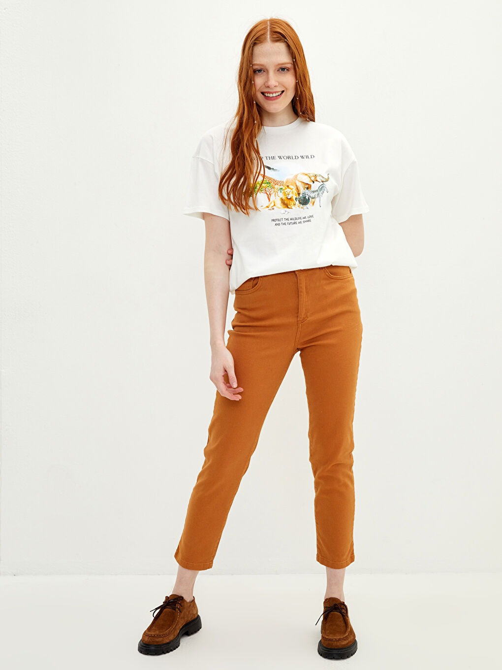 Crew Neck Printed Short Sleeve Cotton Women's T-shirt-3