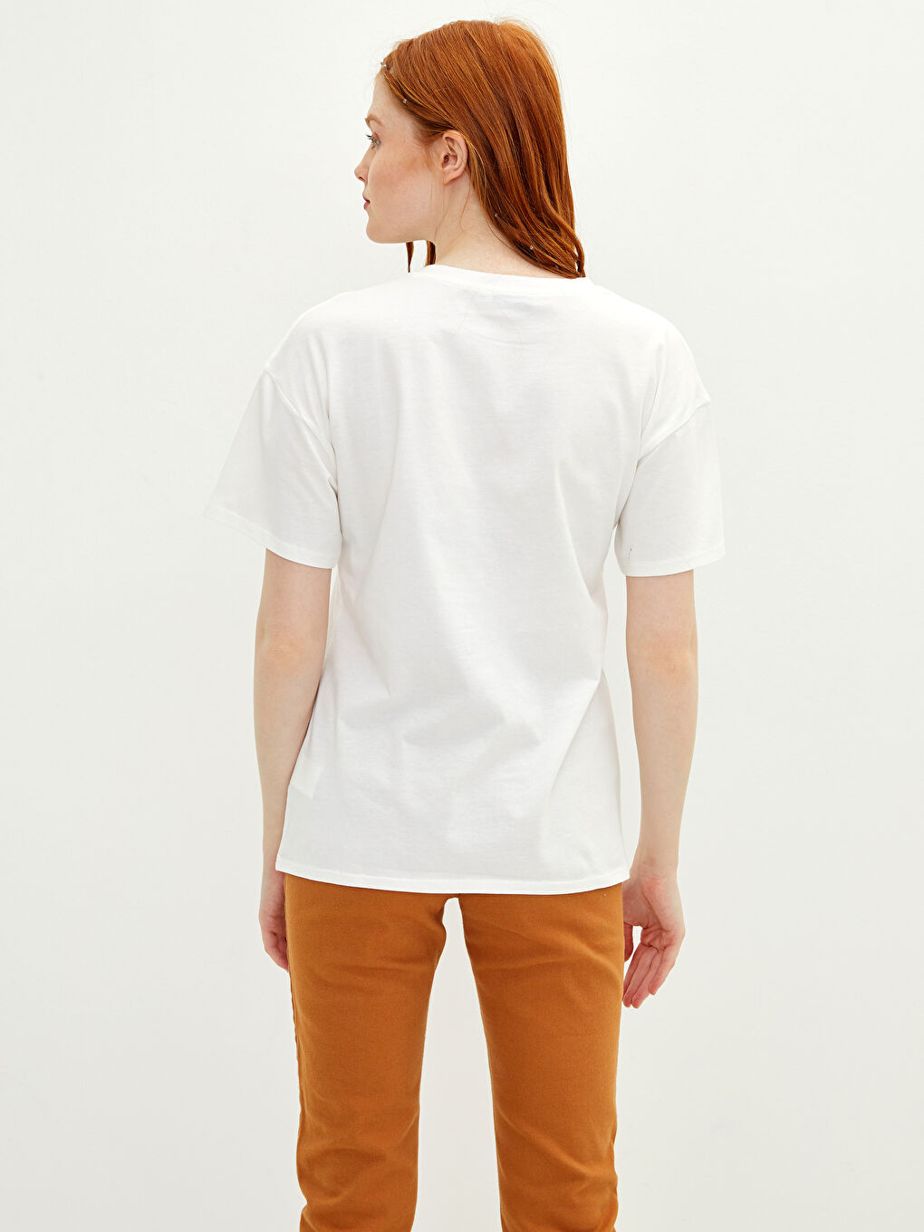 Crew Neck Printed Short Sleeve Cotton Women's T-shirt-4