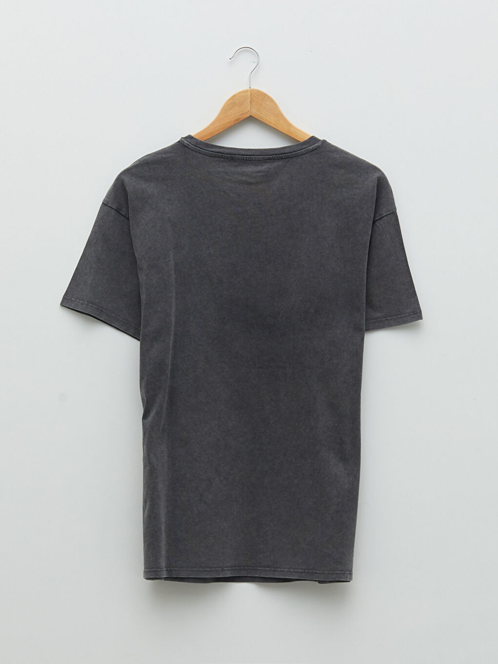 Antrasit Bisiklet Yaka Baskılı Kısa Kollu Pamuklu Kadın Tişört-5