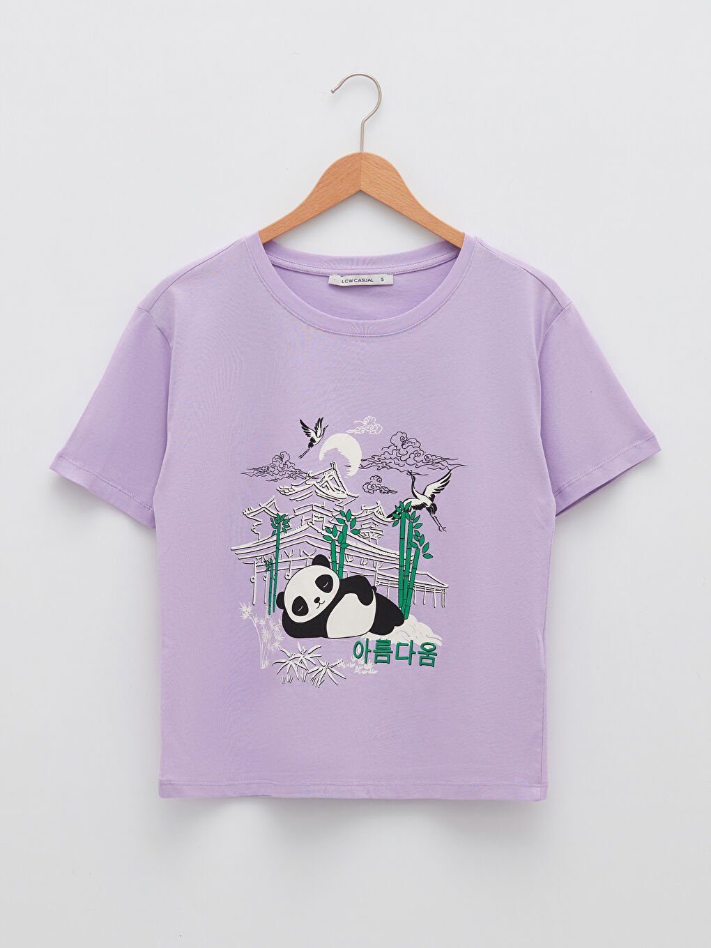 Majica od pamuka sa okruglim izrezom, štampom i kratkim rukavima za žene