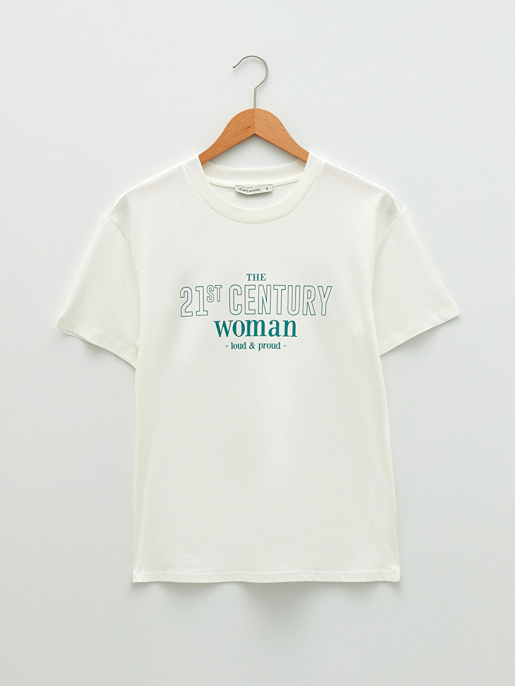 T-shirt en Coton à Manches Courtes avec Imprimé Lettre et Col Rond pour Femmes-5