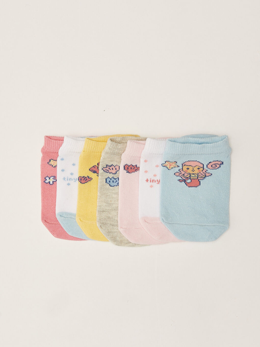 Baskılı Kız Bebek Patik Çorap 7'li