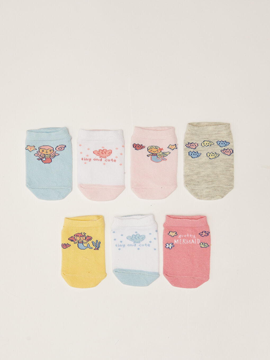 Baskılı Kız Bebek Patik Çorap 7'li-1