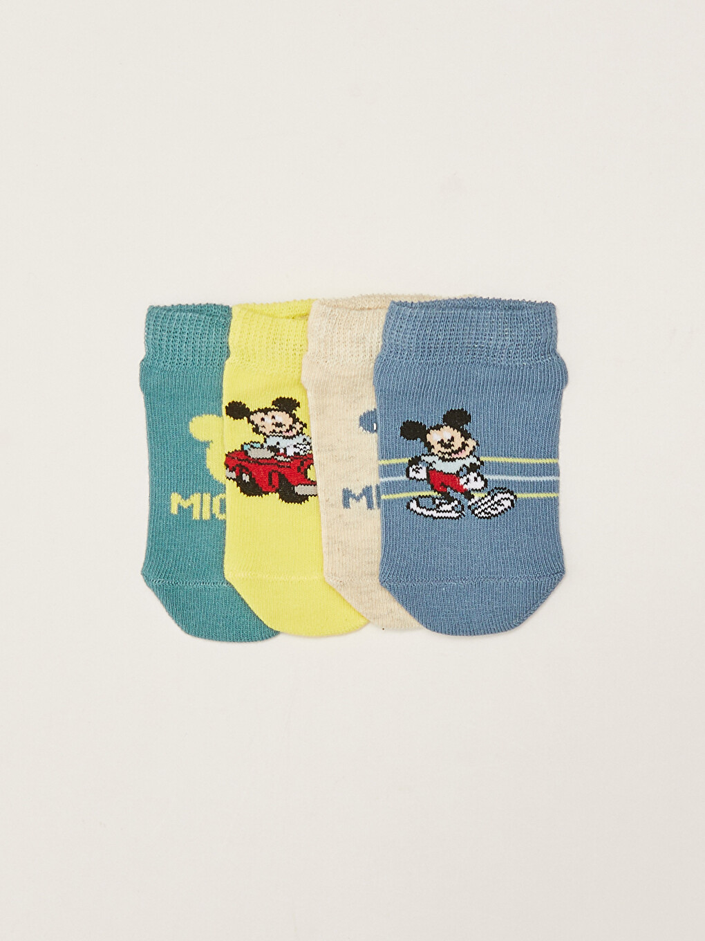 Mickey Mouse Printed Baby Boy Booties Socks 4 Pack