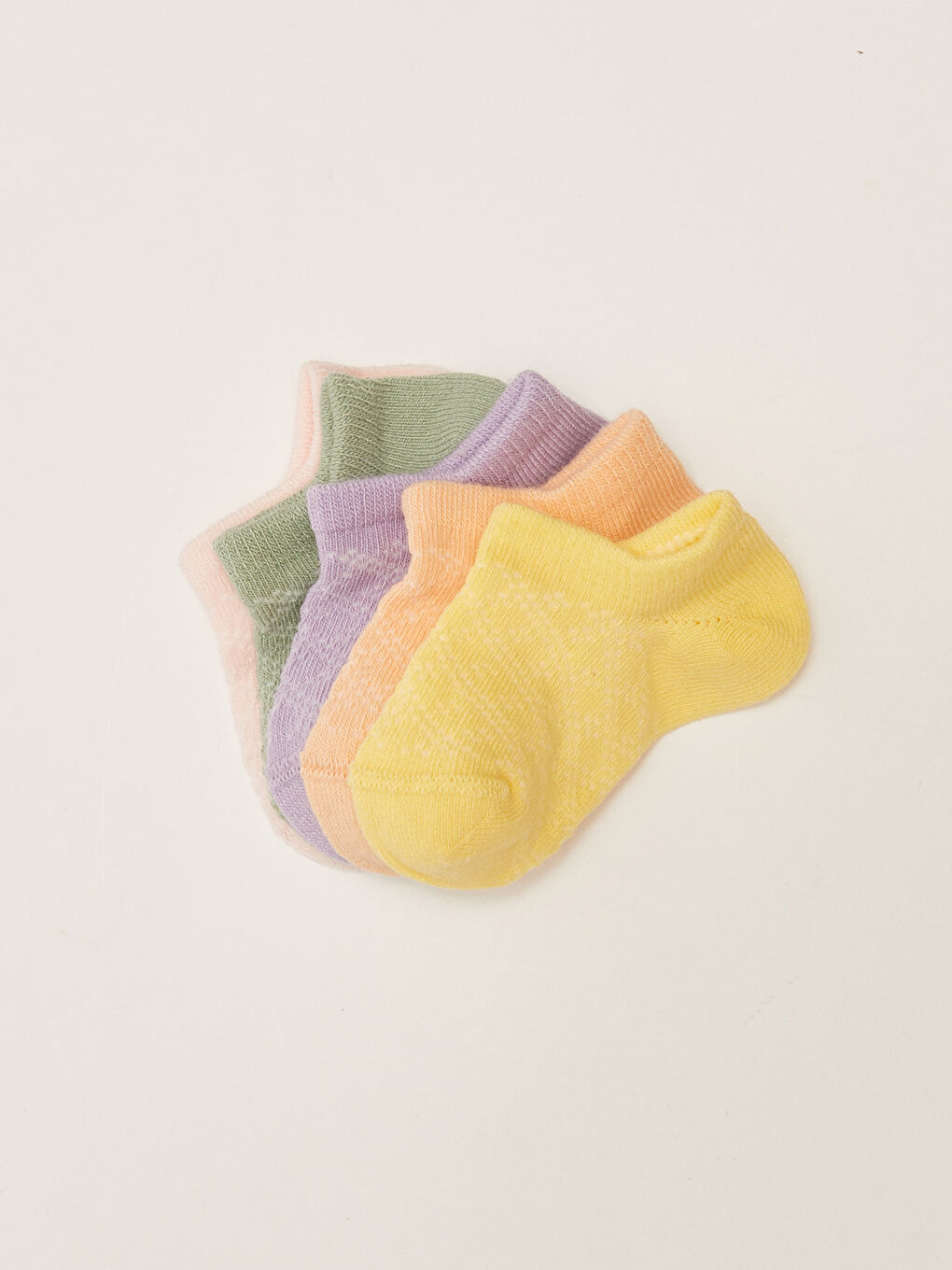 Sarı Basic Kız Bebek Patik Çorap 5'li