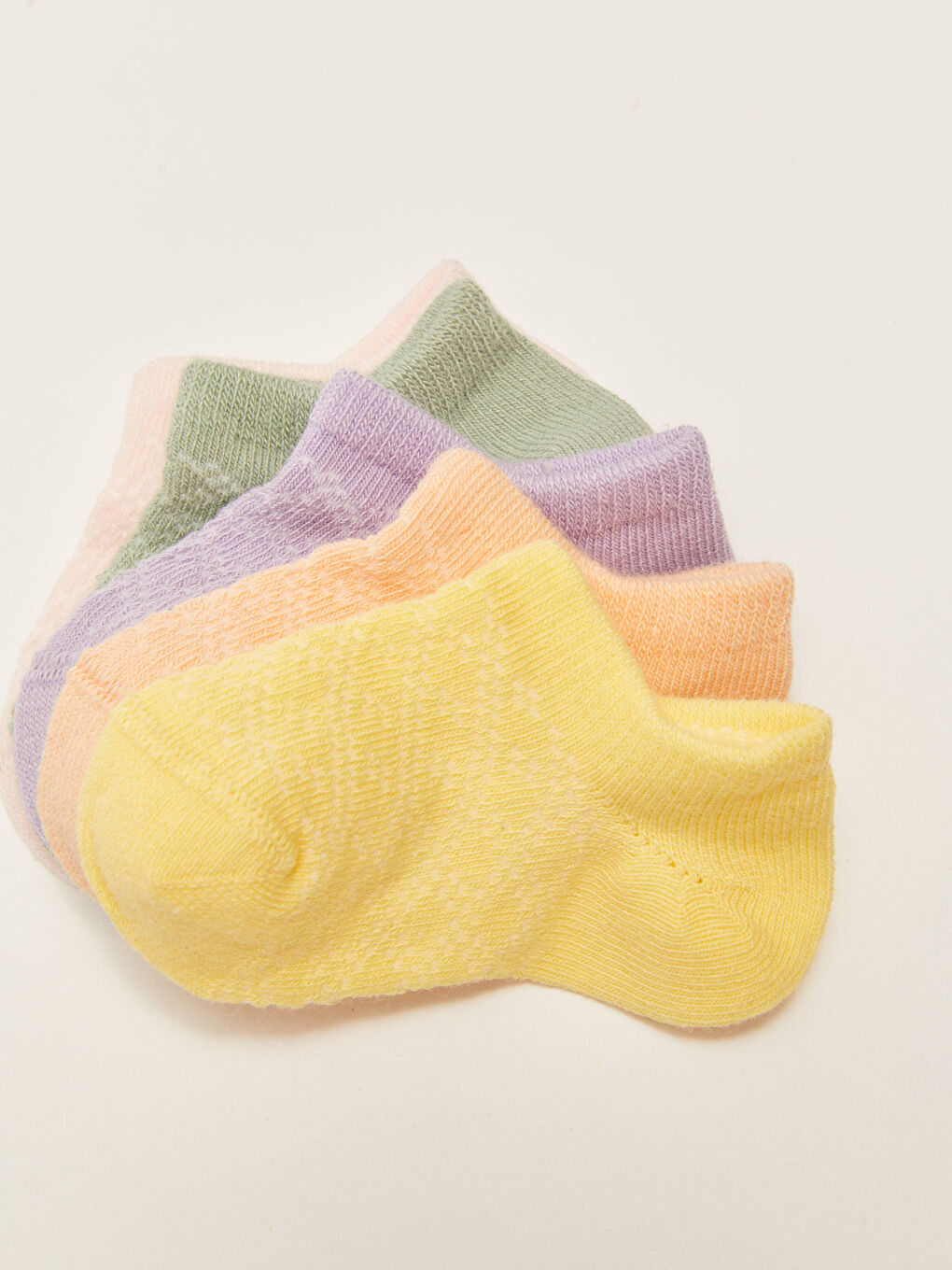 Sarı Basic Kız Bebek Patik Çorap 5'li-2