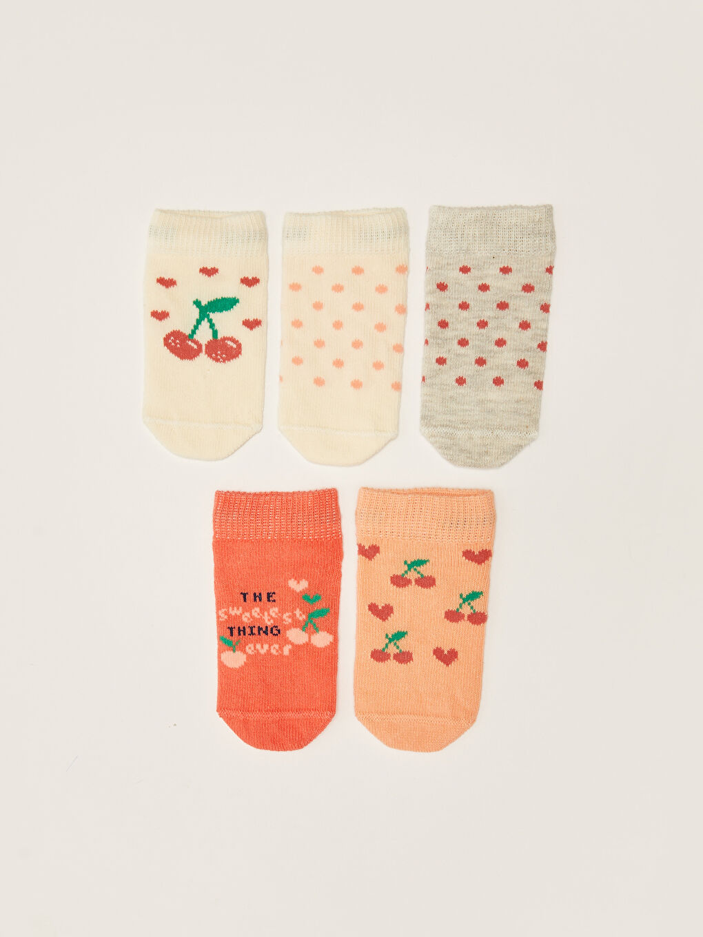 Baskılı Kız Bebek Patik Çorap 5'li-1