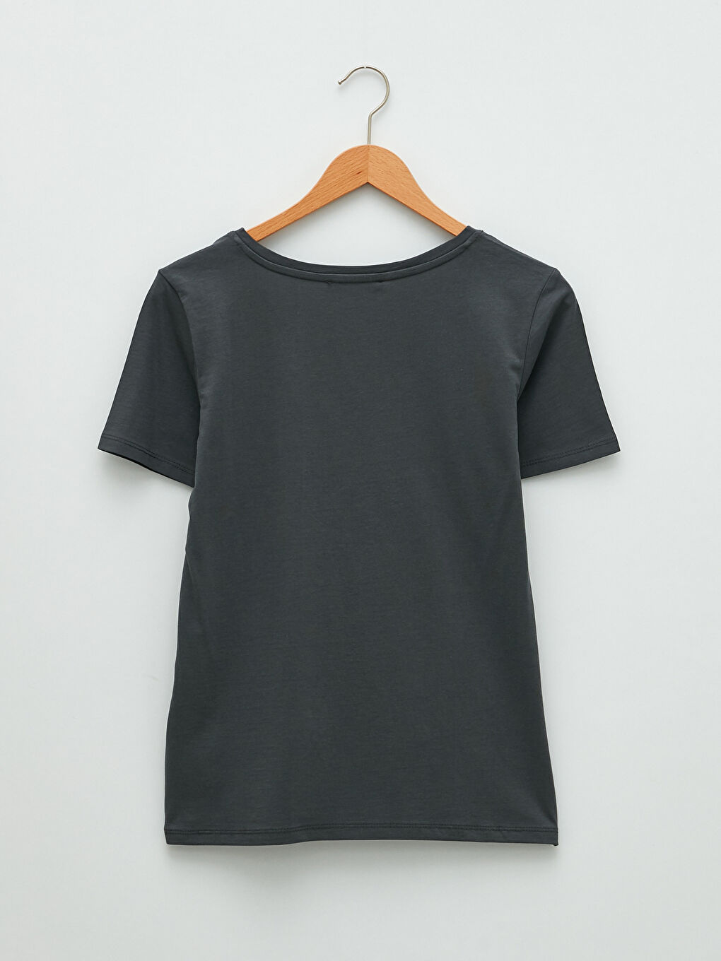 V-Neck Plain Short Sleeve Women's T-Shirt-6