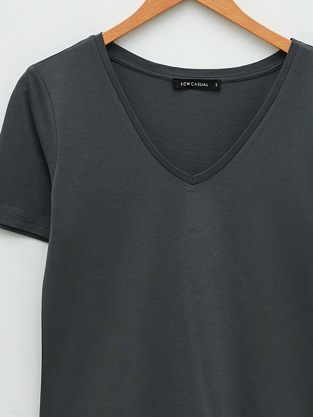 V-Neck Plain Short Sleeve Women's T-Shirt-7