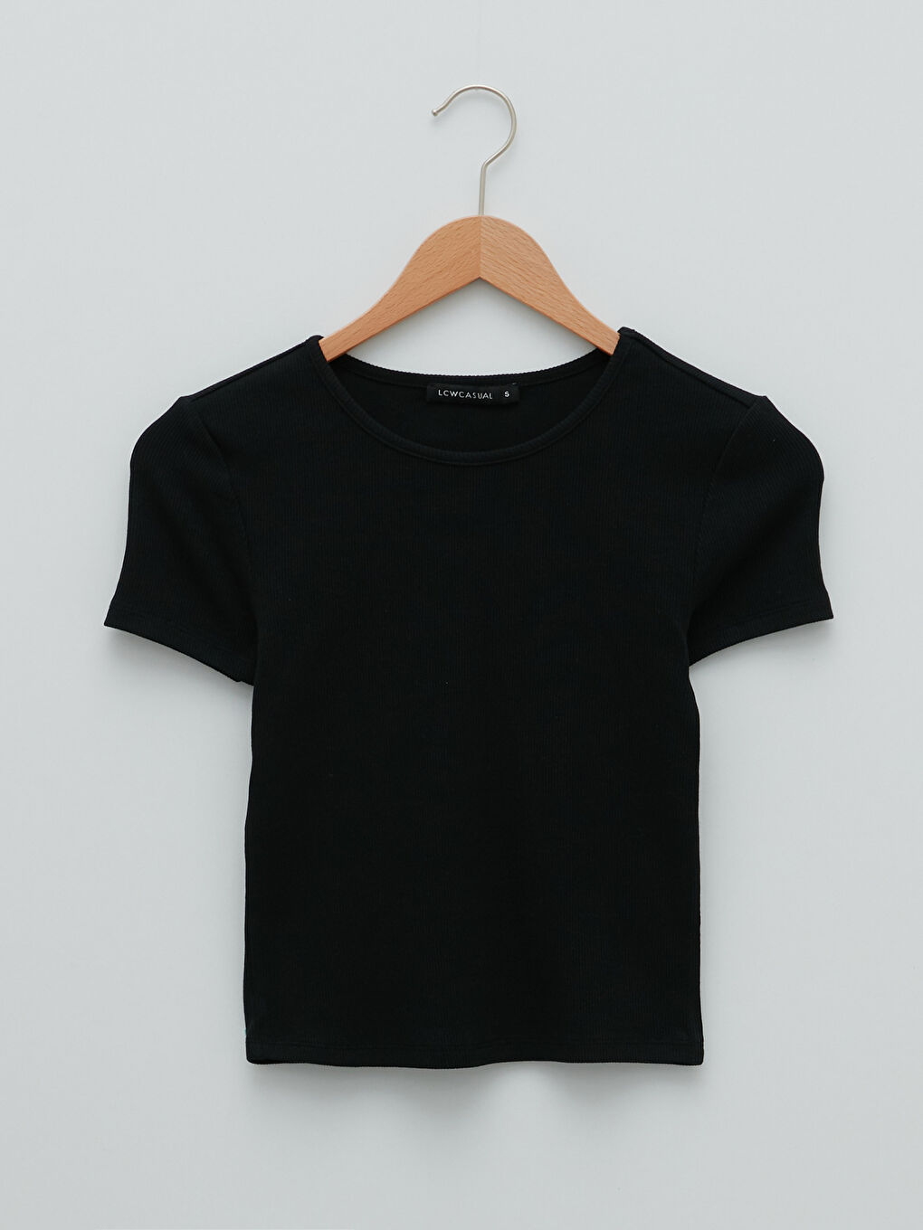 تي شيرت قطن ياقة دائرية مستقيم كم قصير للسيدات-5