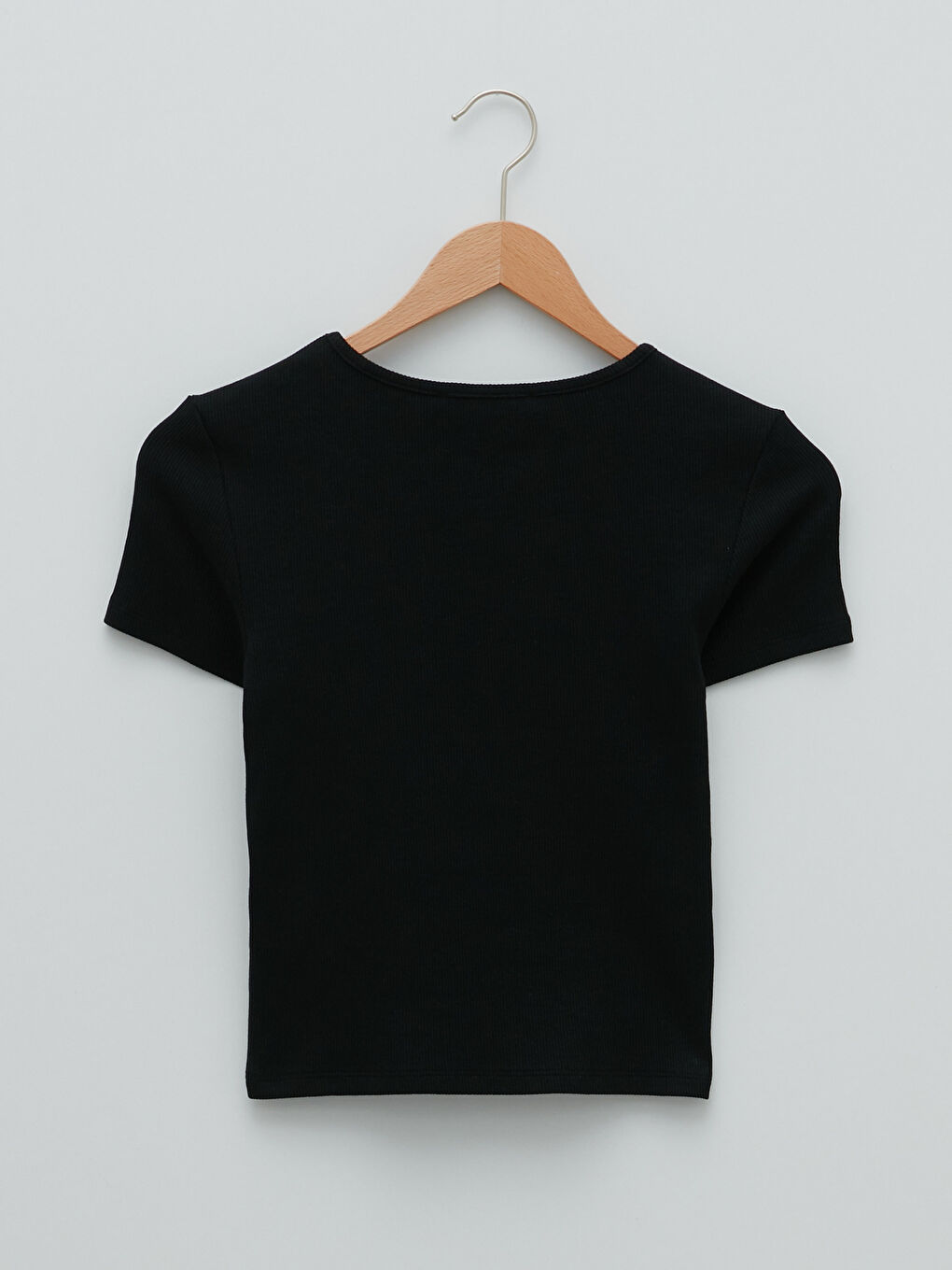 تي شيرت قطن ياقة دائرية مستقيم كم قصير للسيدات-6