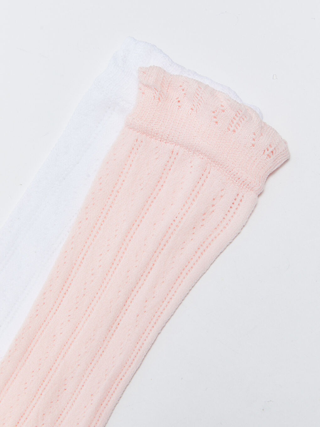 Self Patterned Baby Girl Knee High Socks 2 Pack-2