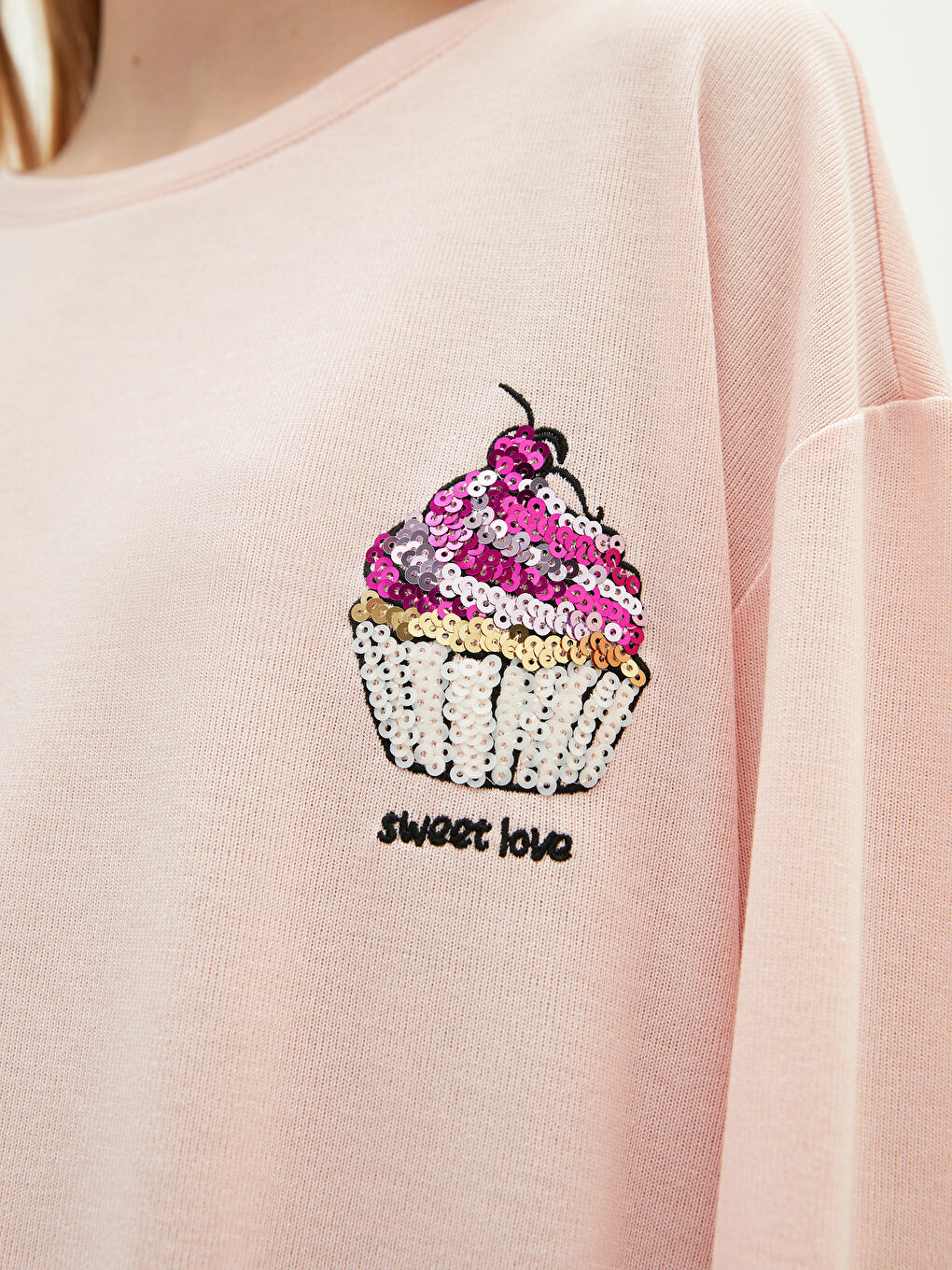 Crew Neck Sequin Embellished Women's T-Shirt-2