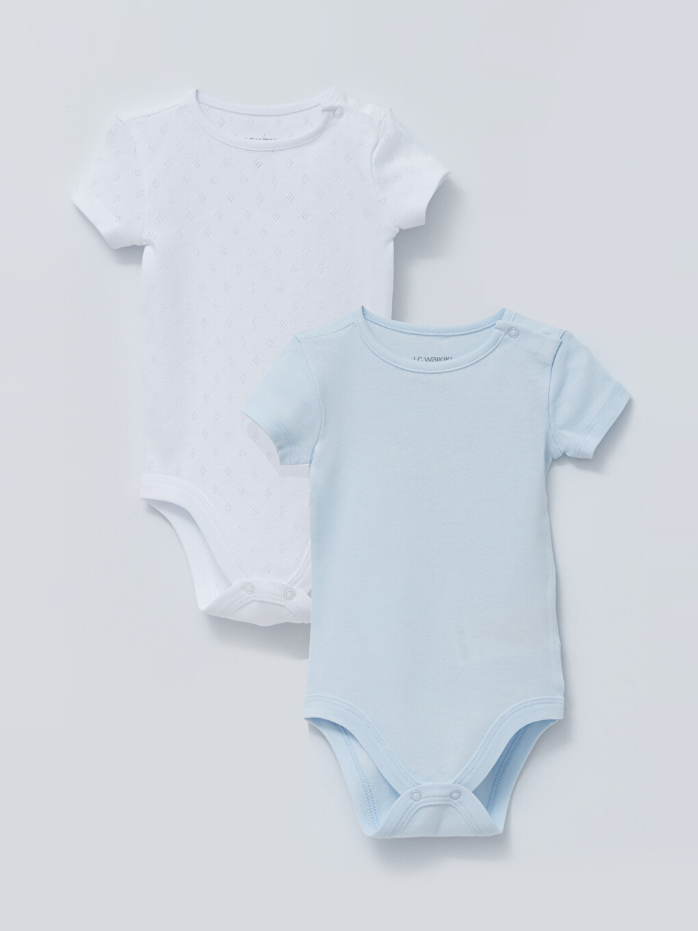 Mavi Bisiklet Yaka Kısa Kollu Pamuklu Erkek Bebek Çıtçıtlı Body 2'li