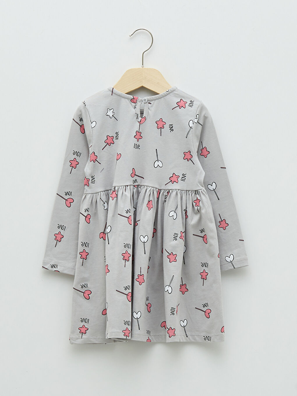 Robe Bébé Fille en Coton Imprimé à Manches Longues et Col Rond-1