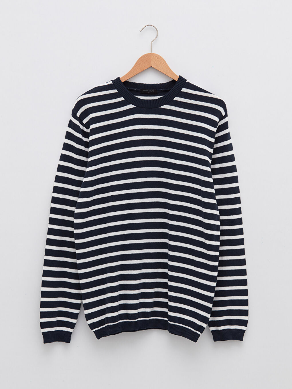 Pull-over en Tricot à Rayures pour Hommes à Col Rond et Manches Longues-5