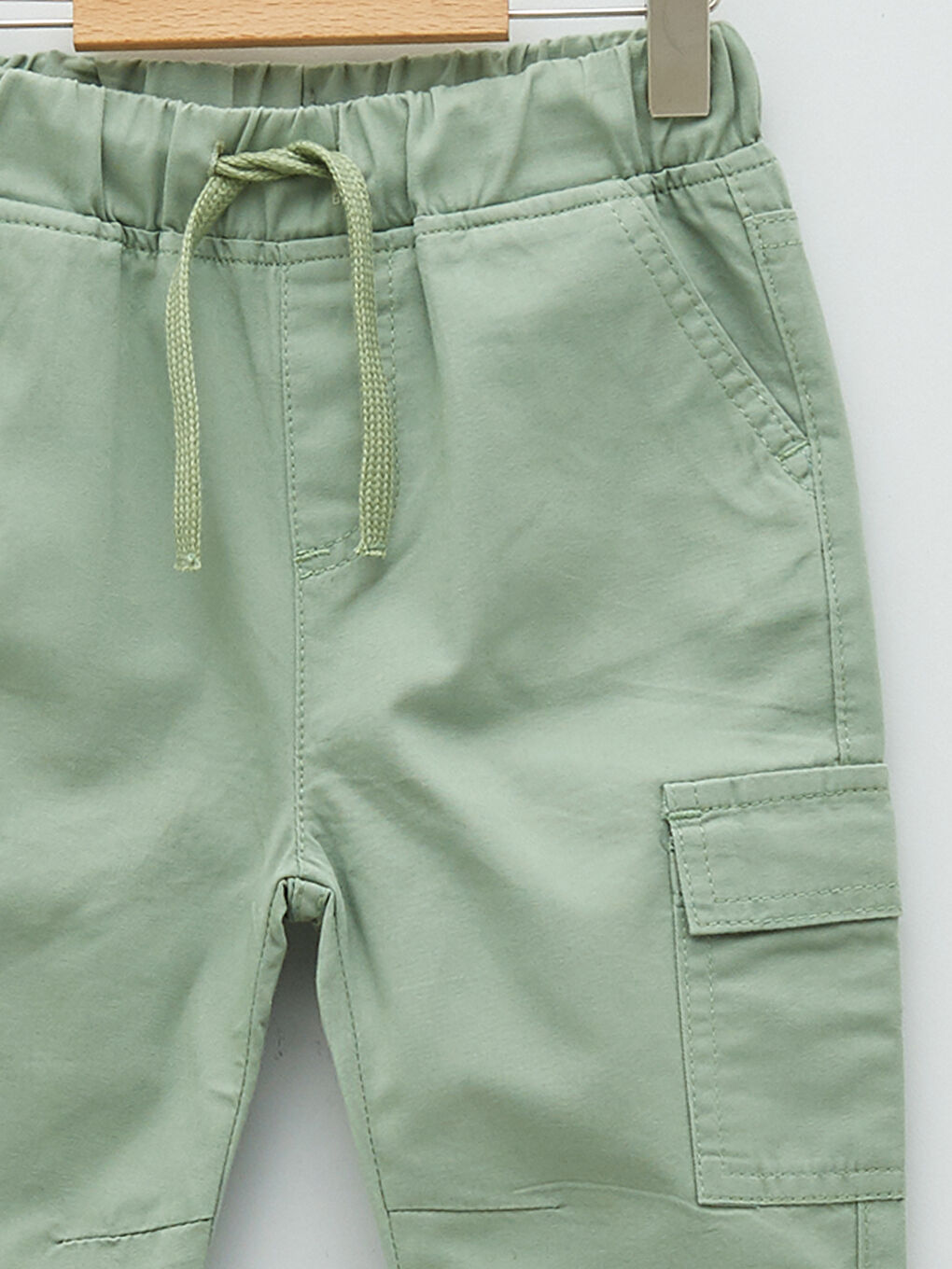 Yeşil Beli Lastikli Basic Pamuklu Erkek Bebek Jogger Pantolon-2
