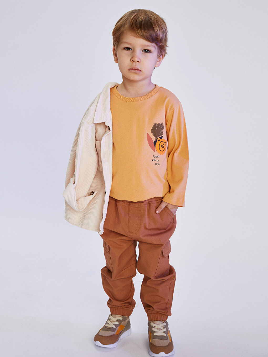 Basic Cotton Baby Boy Jogger Trousers With Elastic Waist
