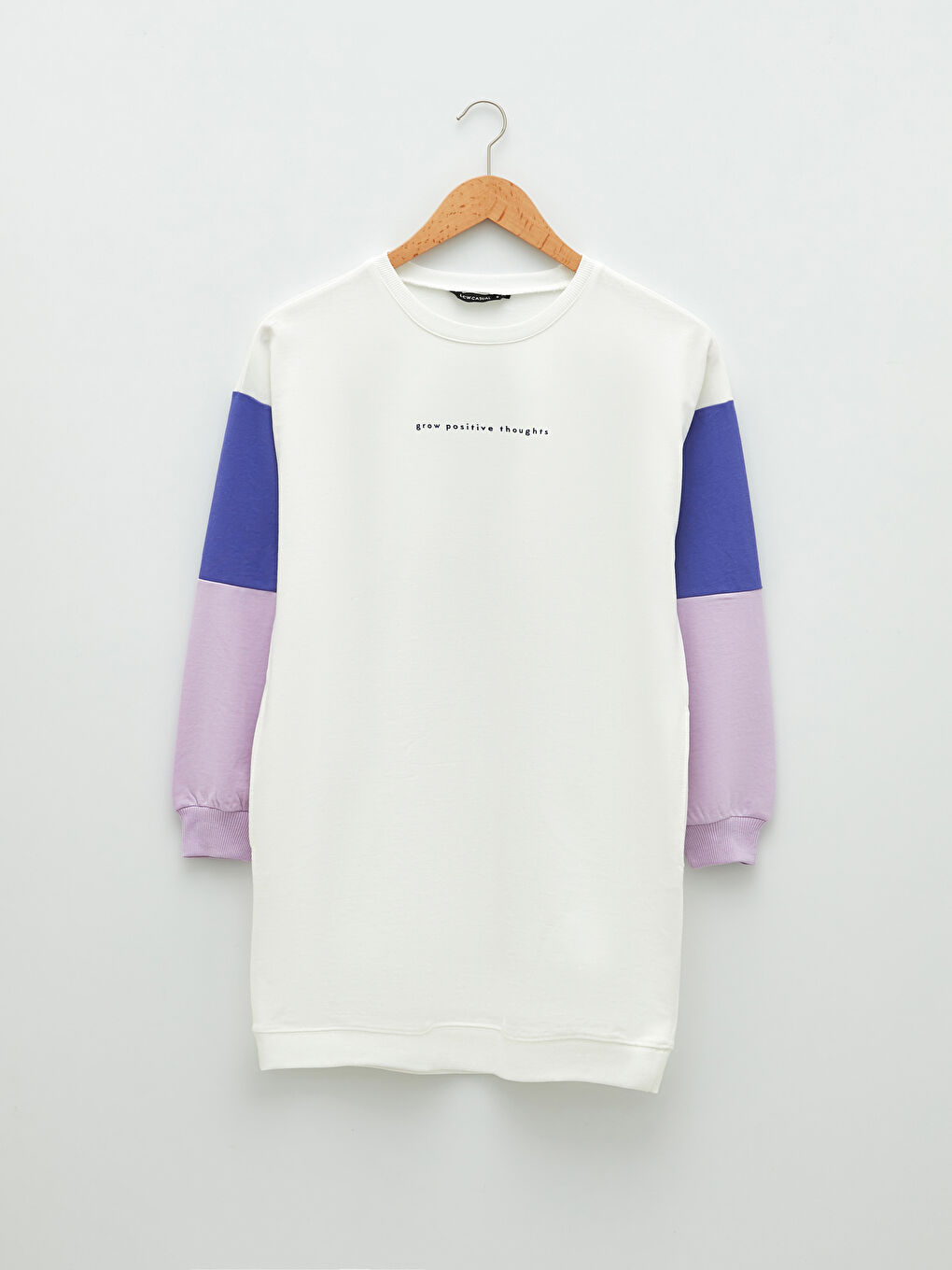 Crew Neck Long Sleeve Women's Dress with Color Block-5