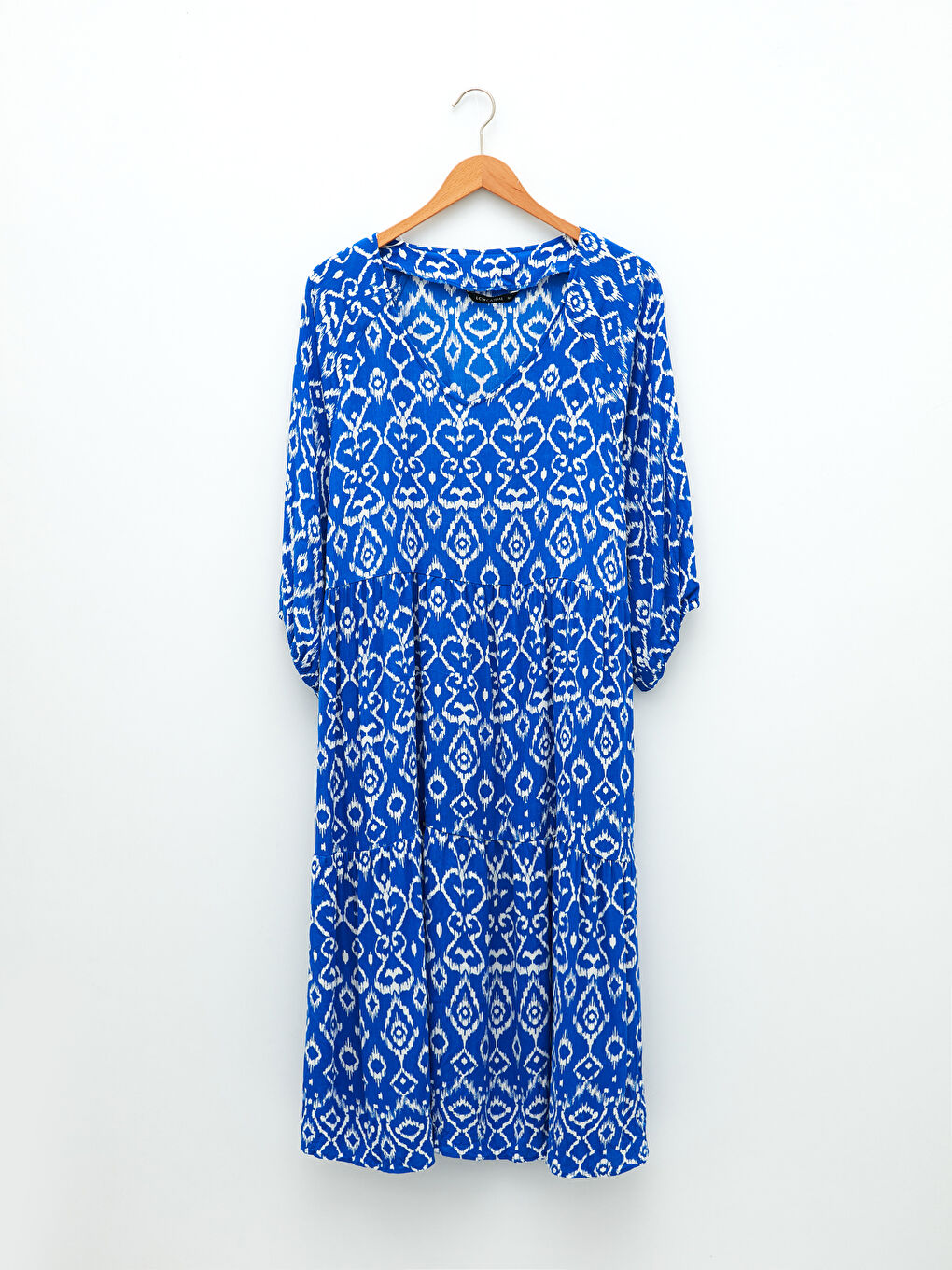 V-Neck Patterned Viscose Women's Dress-6