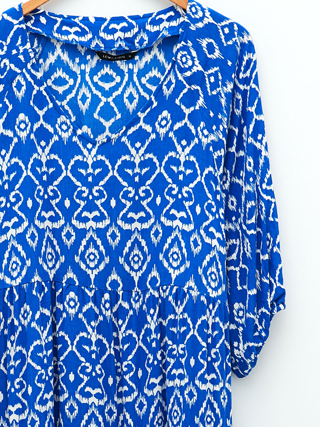 V-Neck Patterned Viscose Women's Dress-8