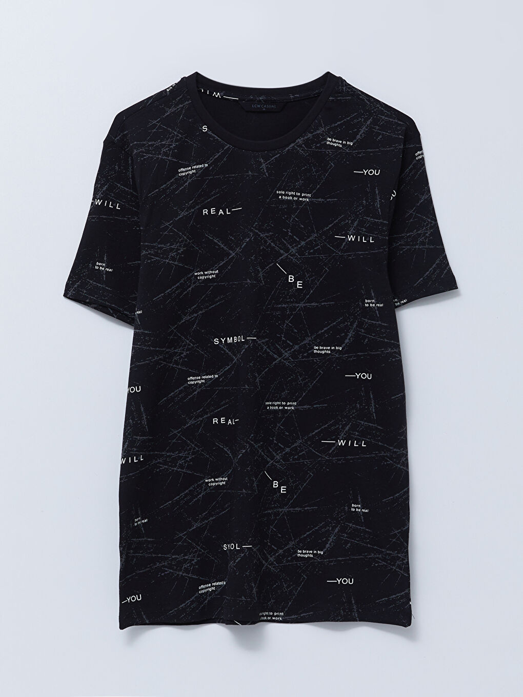 تيشيرت للرجال برقبة دائرية وأكمام قصيرة مصنوع من قطن ممشط ومطبوع