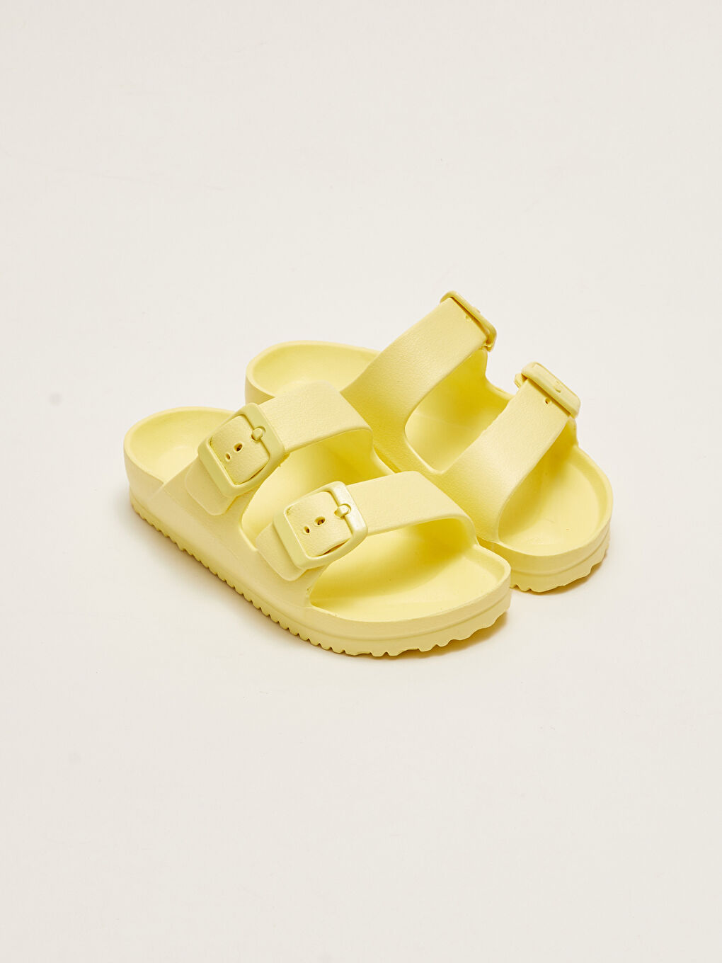 Double Band Buckle Detailed Girls Slippers