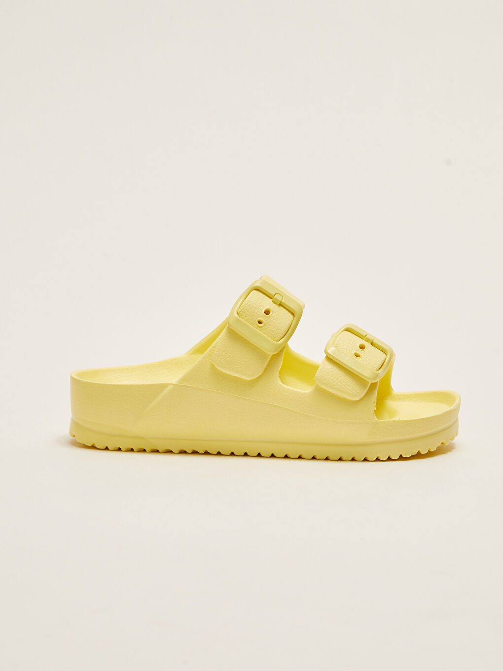 Double Band Buckle Detailed Girls Slippers-1
