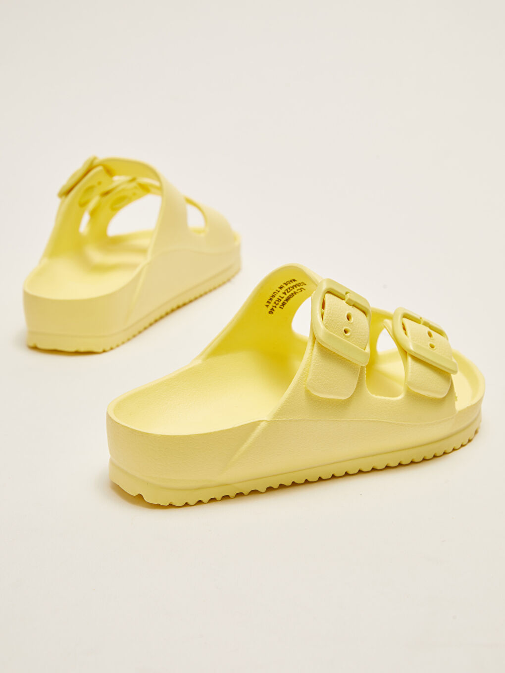 Double Band Buckle Detailed Girls Slippers-4