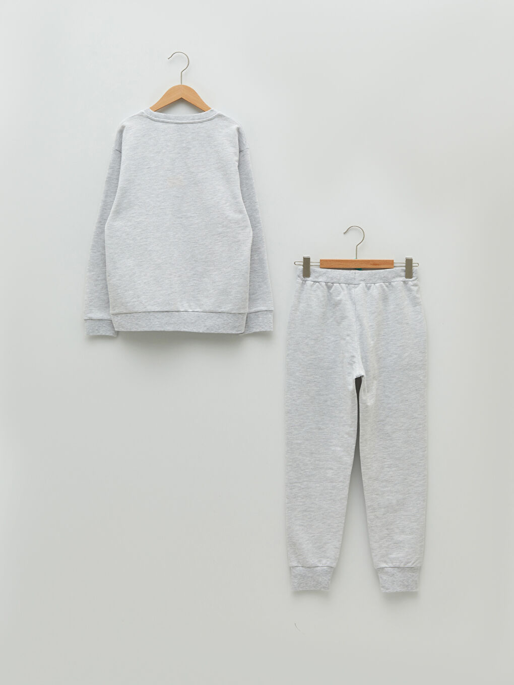 Gri Bisiklet Yaka Nostaljik Maymun Baskılı Uzun Kollu Erkek Çocuk Sweatshirt ve Eşofman Altı-1