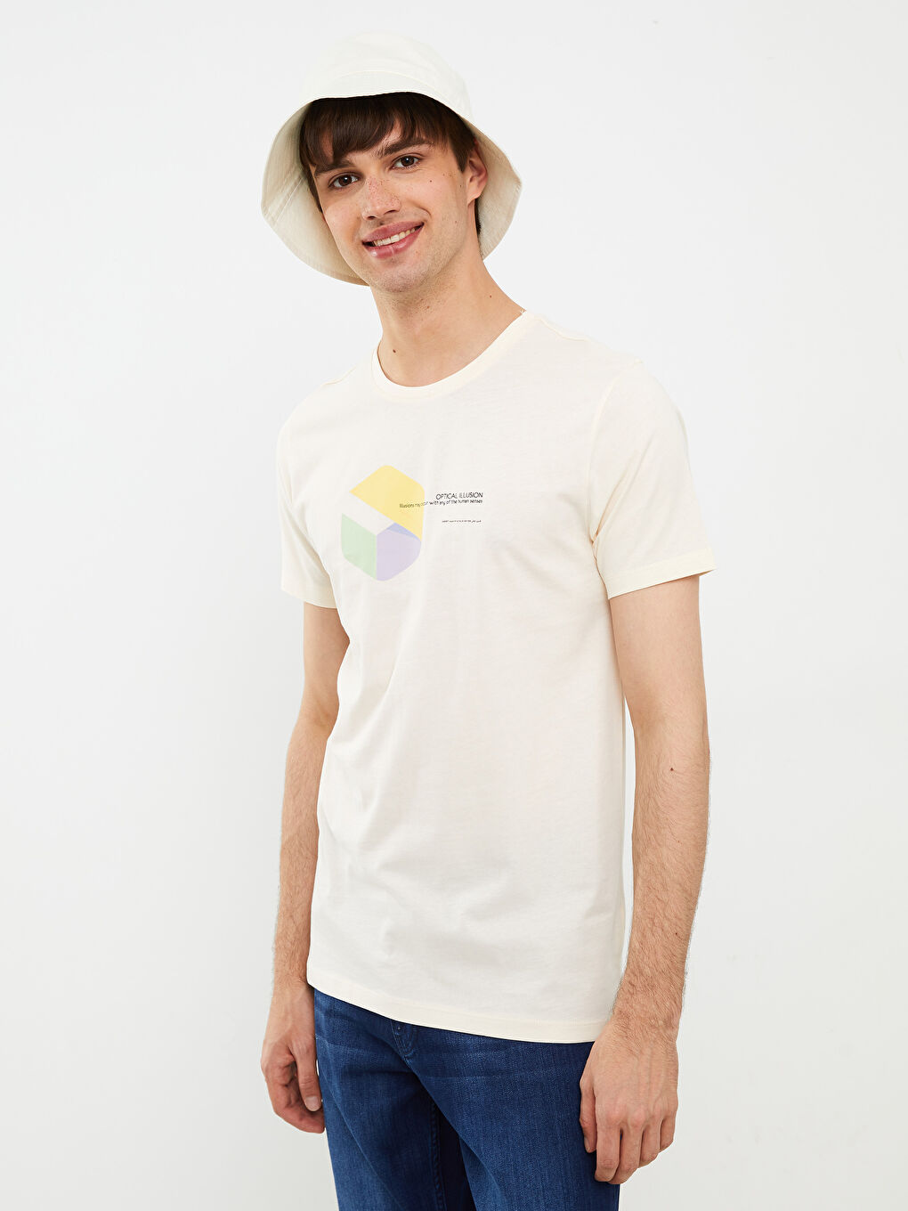 Crew Neck Short Sleeve Printed Combed Cotton Men's T-shirt