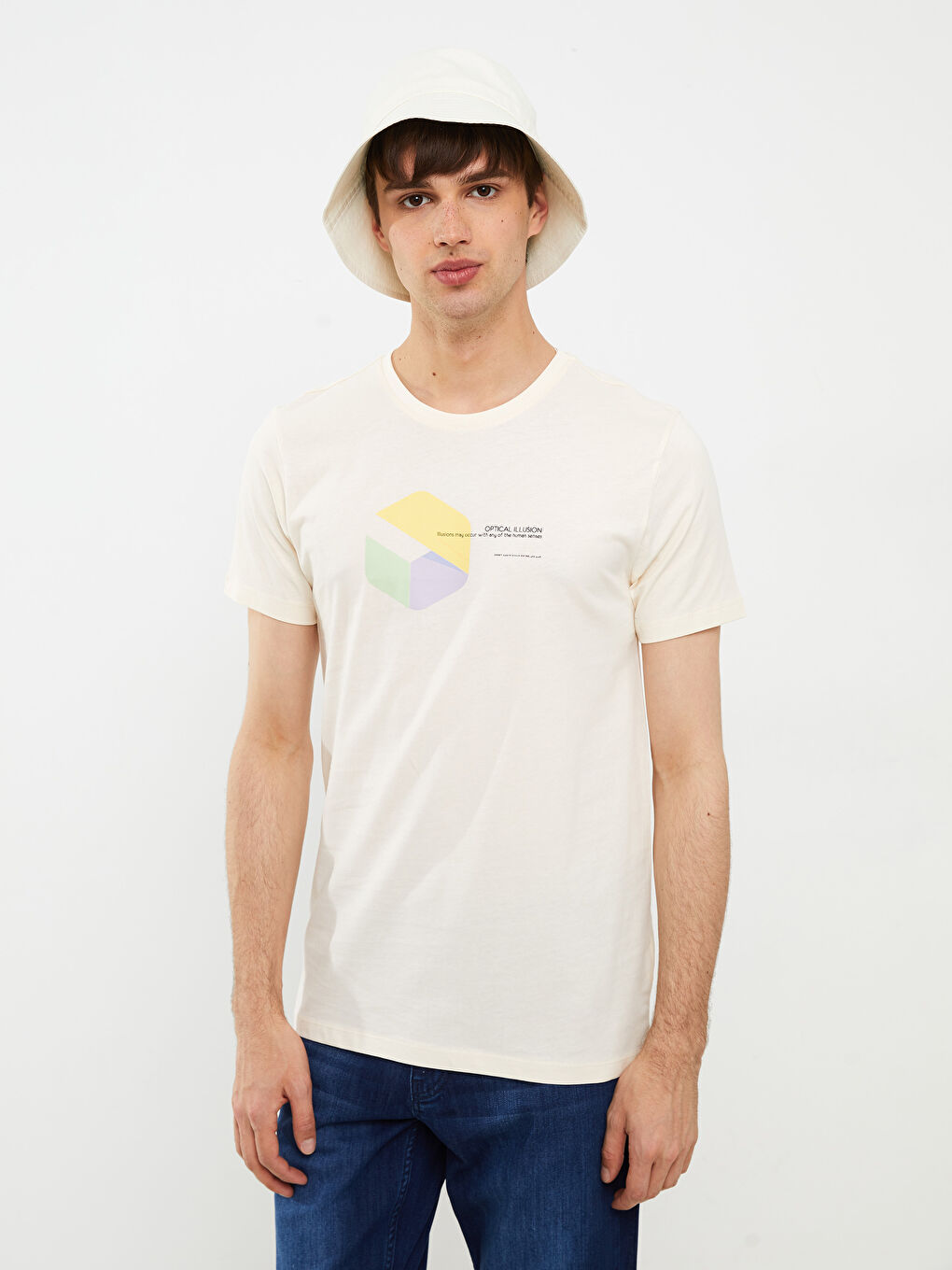 Crew Neck Short Sleeve Printed Combed Cotton Men's T-shirt-2