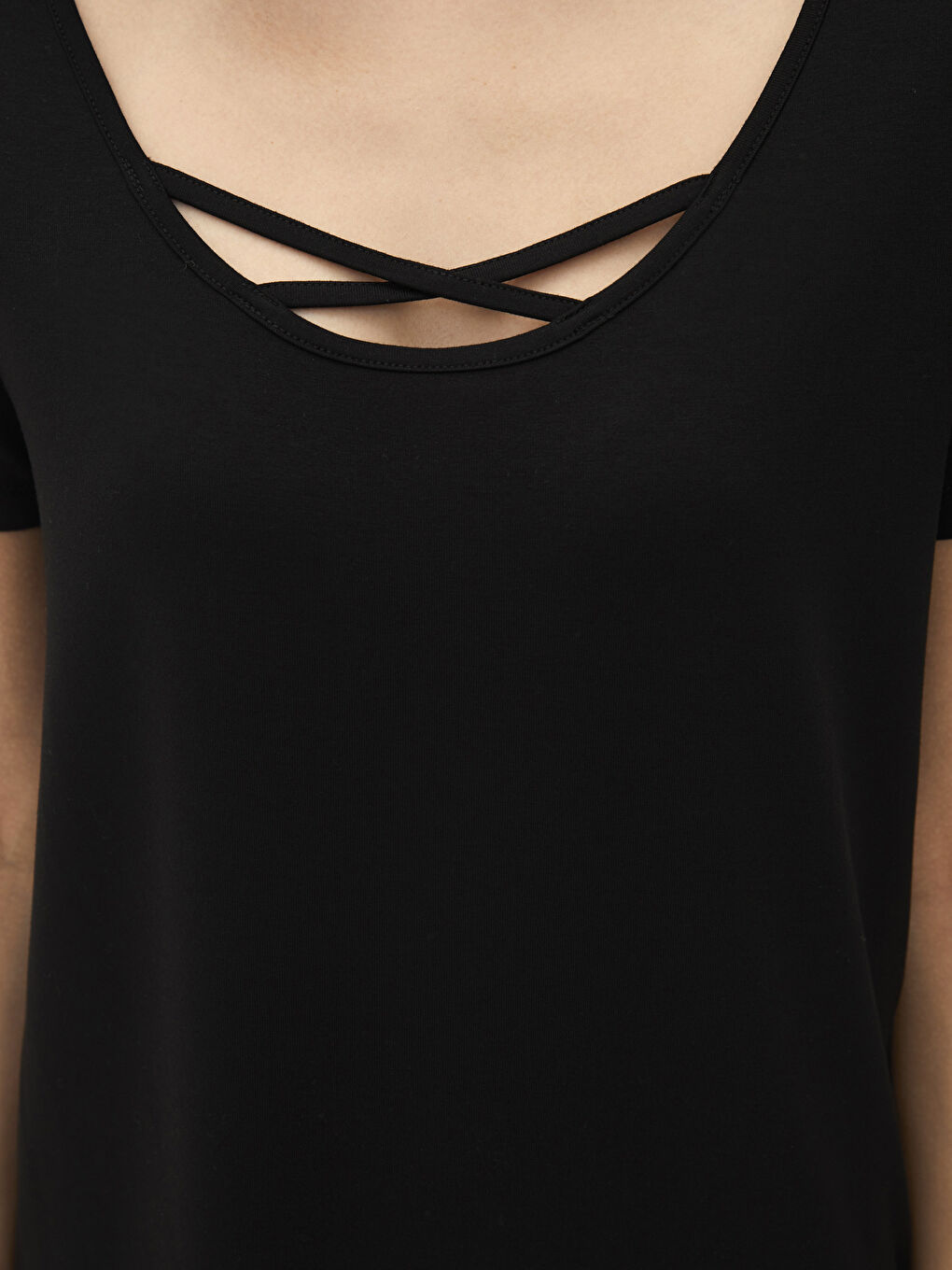 U-Ausschnitt Schlicht Kurzarm Pyjama-Set für Damen-4