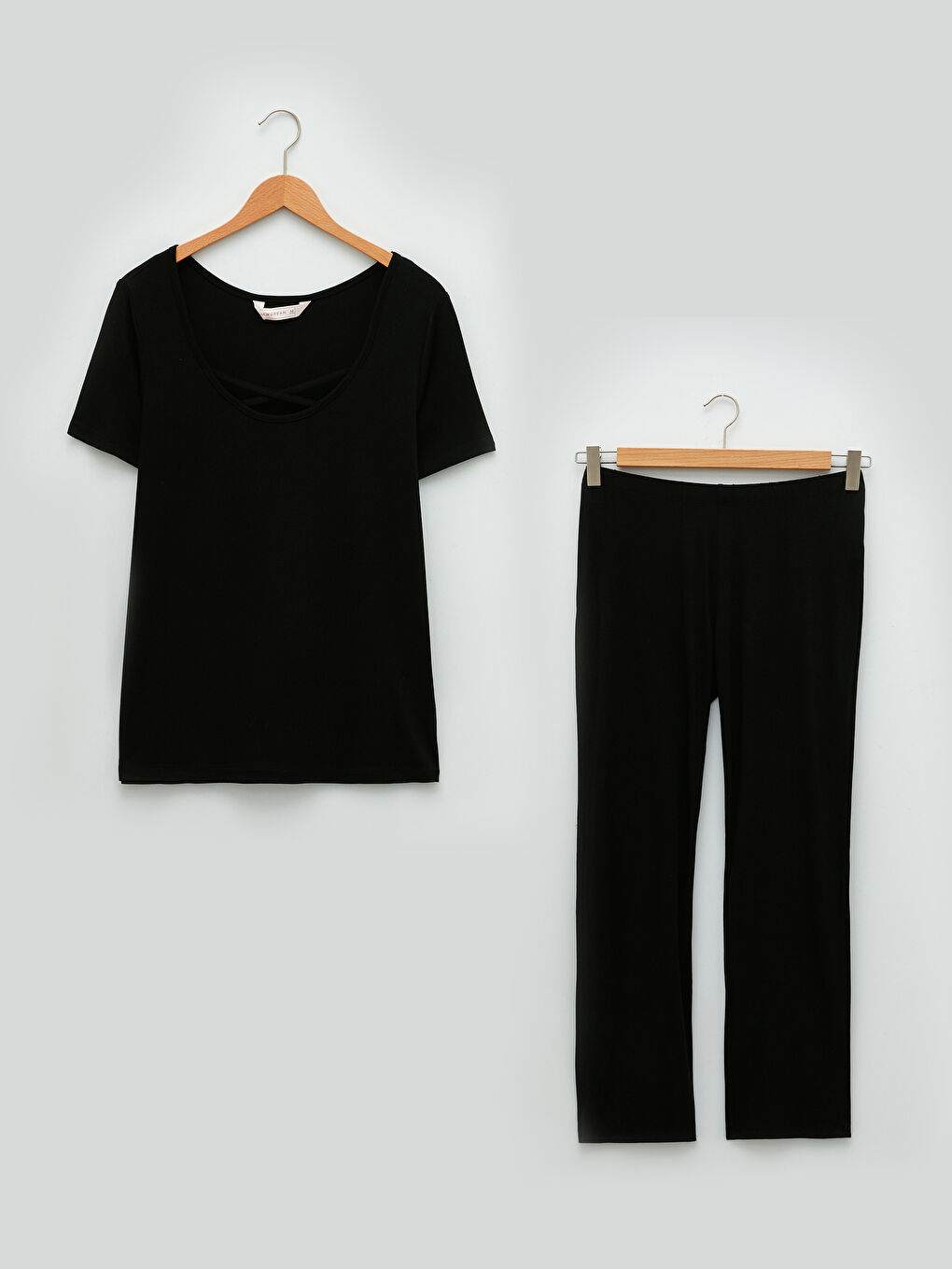 U-Ausschnitt Schlicht Kurzarm Pyjama-Set für Damen-5