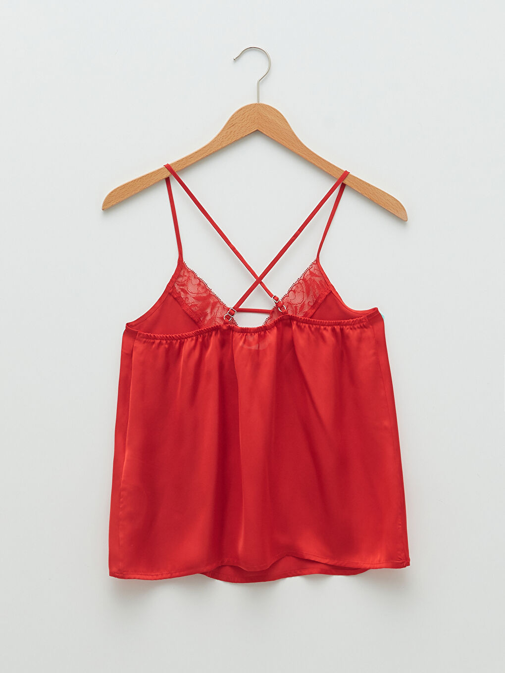 V-Neck Lace Strap Satin Women's Pajama Top -S28549Z8-KYV