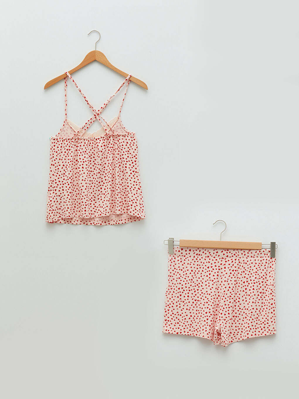 V-Neck Patterned Women's Pajamas Set with Straps-6