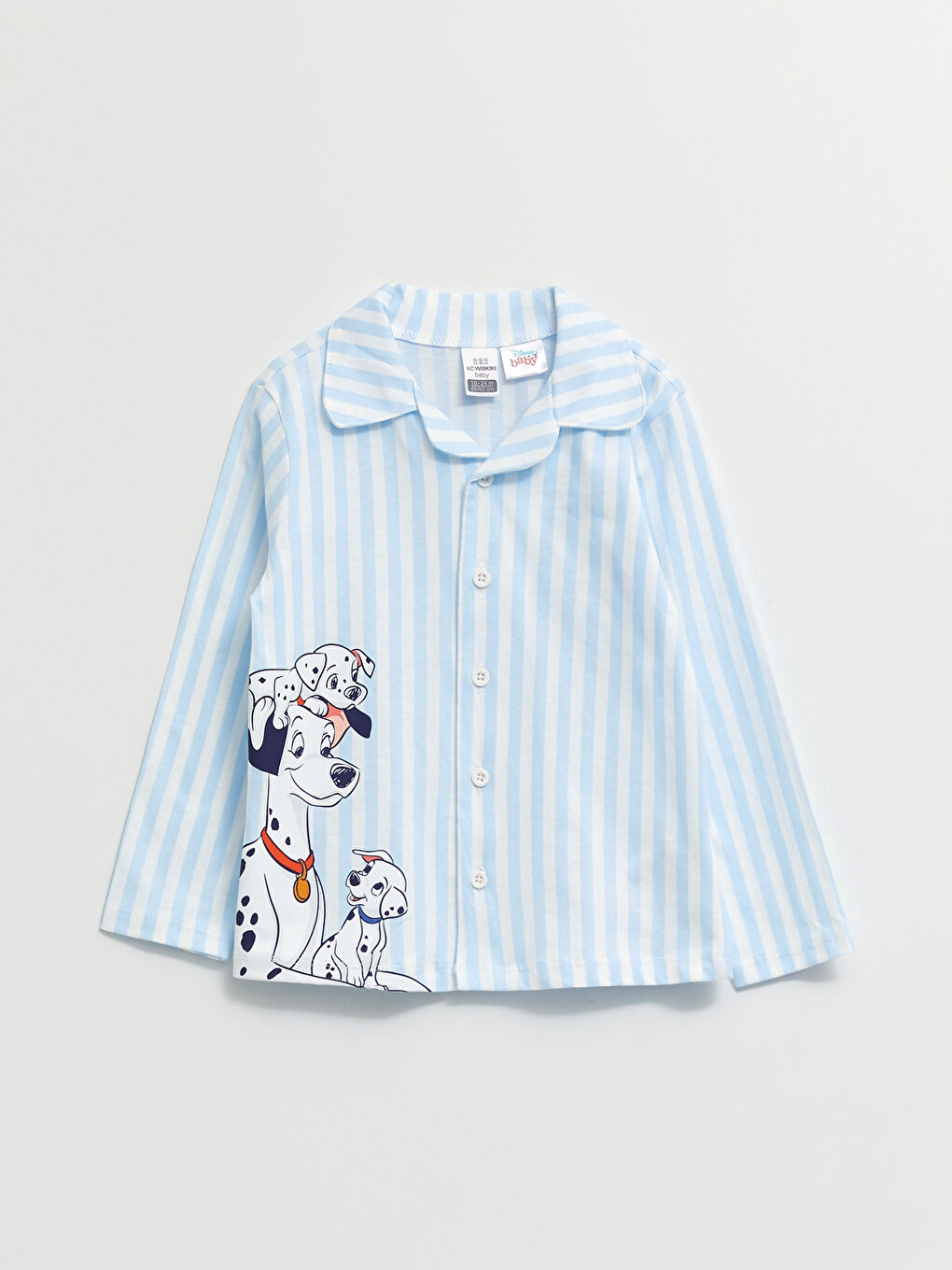 Polo Collar Long Sleeved 101 Dalmatians Printed Cotton Baby Boy Pajamas Set-1