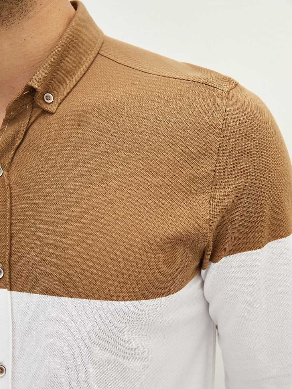 قميص رجالي ضيق بأكمام طويلة وكتلة ألوان-3