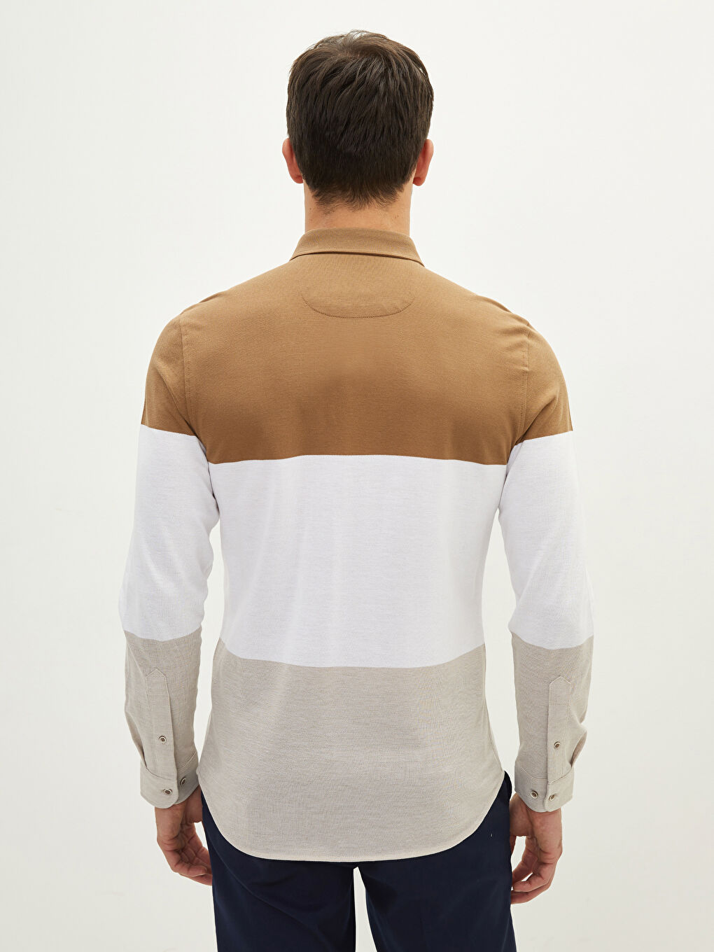 قميص رجالي ضيق بأكمام طويلة وكتلة ألوان-4