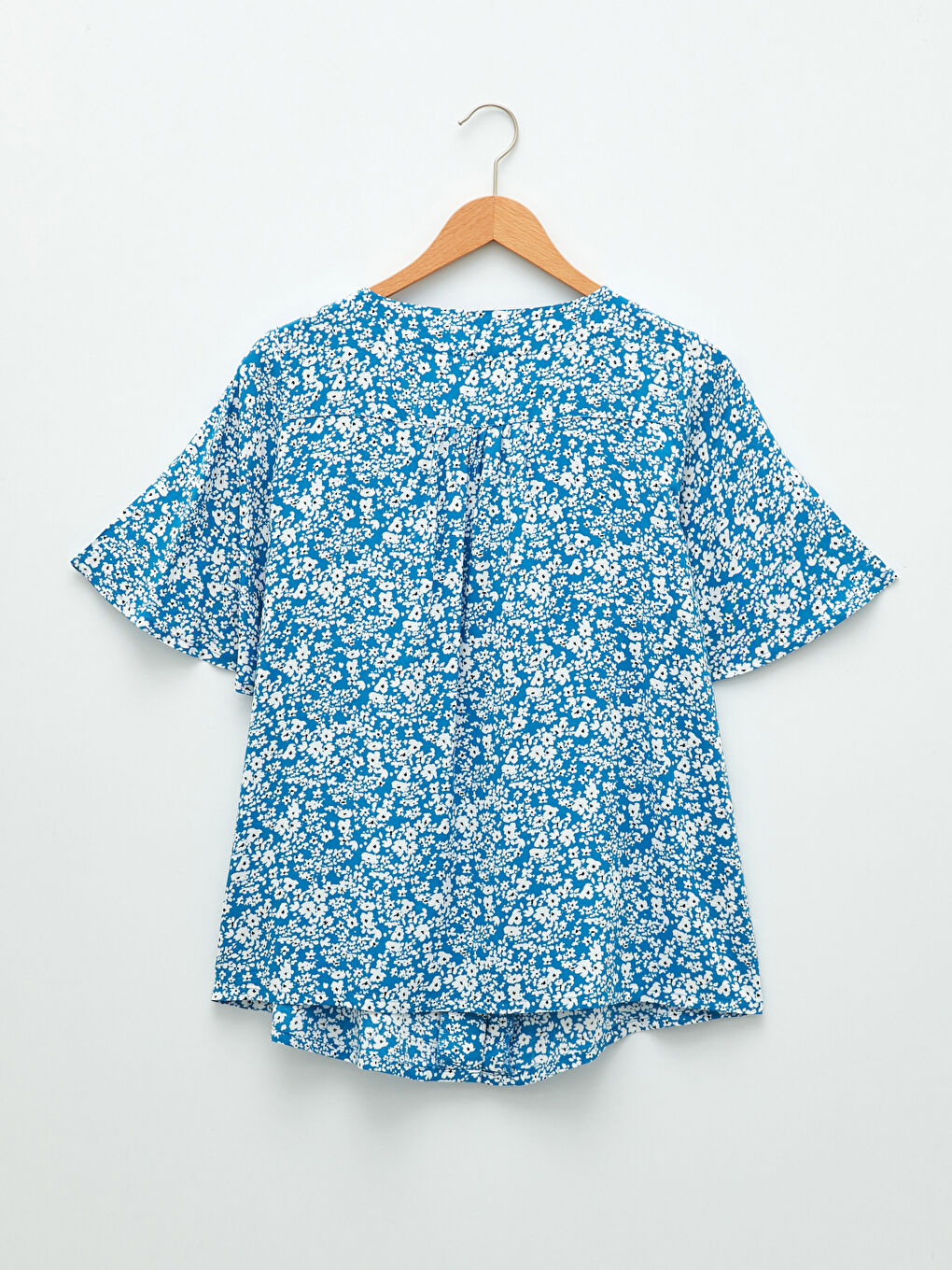 V-Neck Floral Short Sleeve Viscose Women's Blouse-6