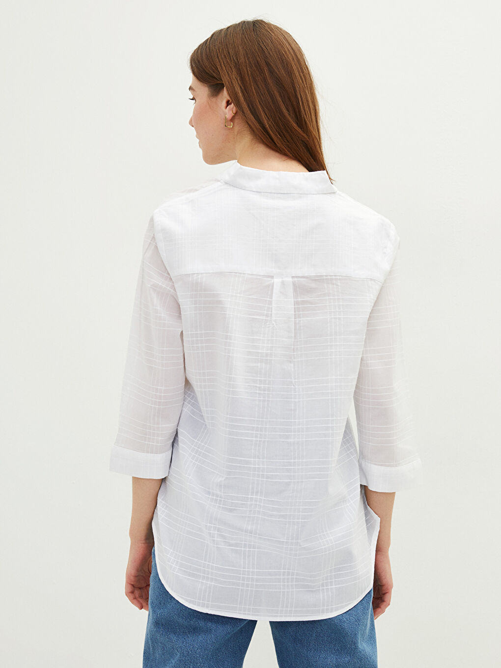 Chemise Femme en Coton à Motifs avec Fermeture à Boutons sur le Devant-4