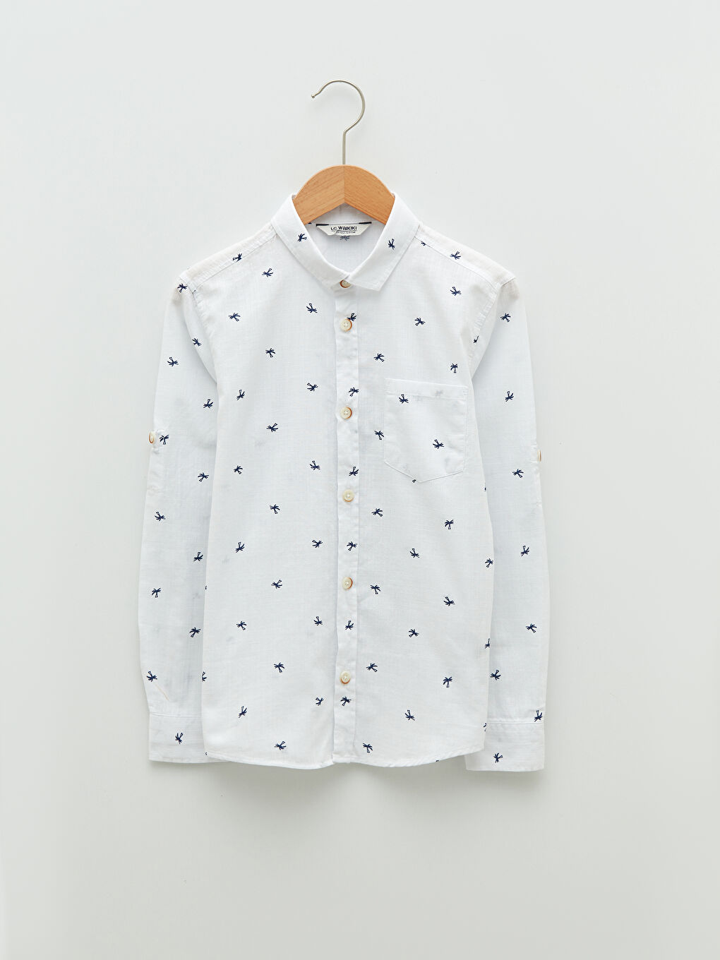 قميص أولاد كم طويل بوبلين مطبوع