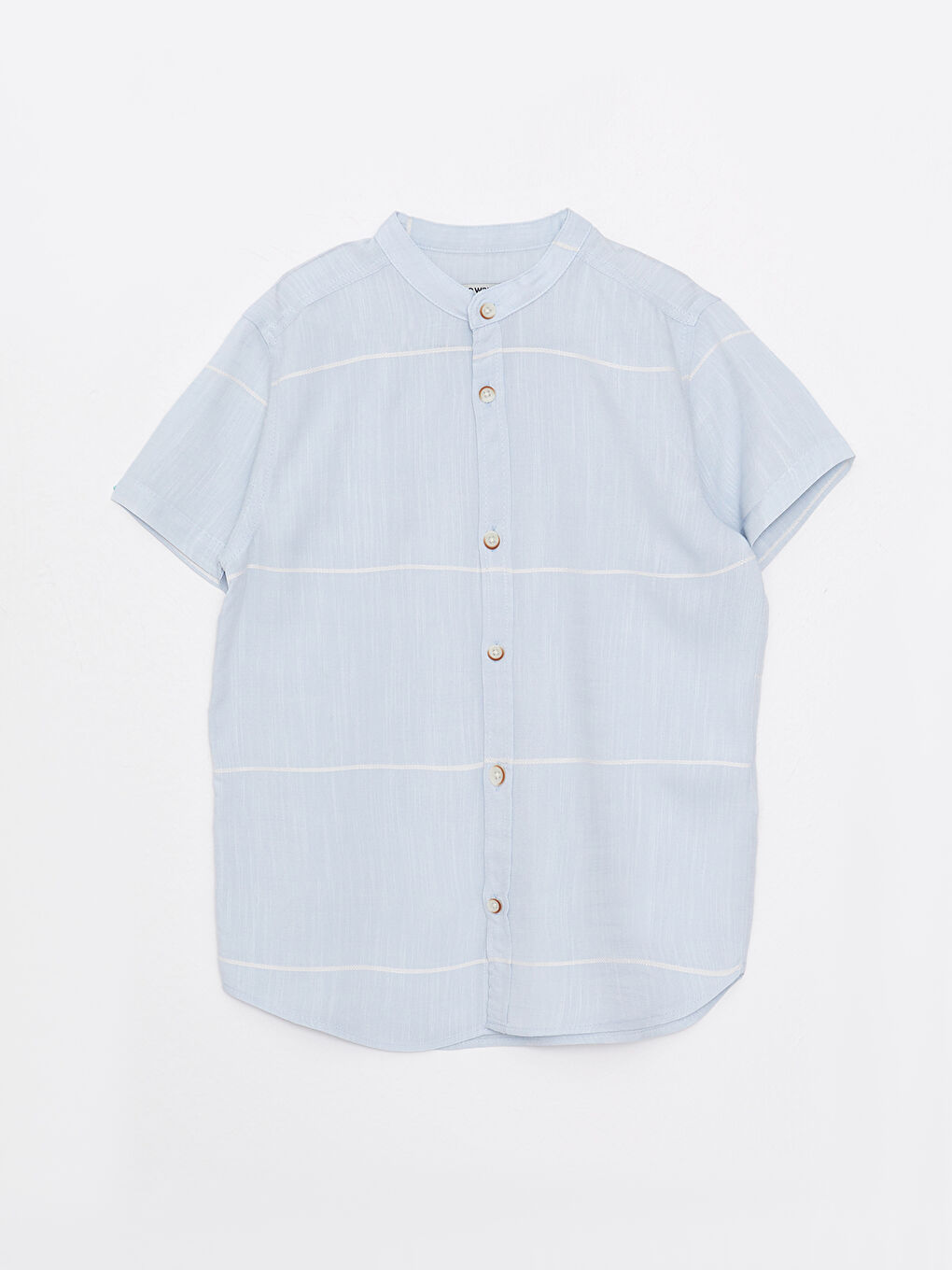 Mavi Hakim Yaka Çizgili Kısa Kollu Poplin Erkek Çocuk Gömlek