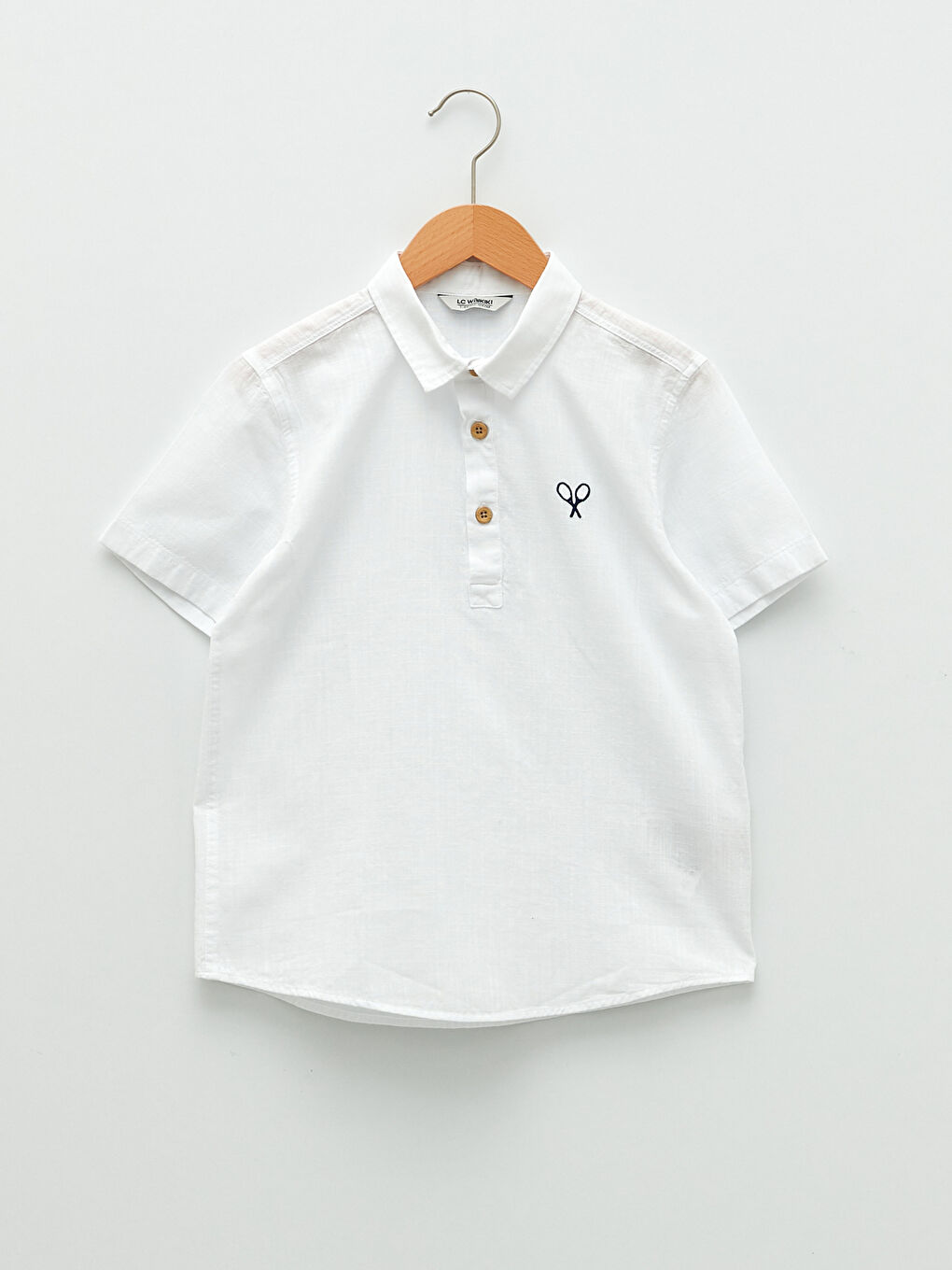 Beyaz Nakış Detaylı Kısa Kollu Poplin Erkek Çocuk Gömlek