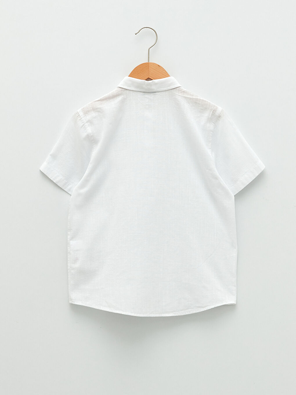 Beyaz Nakış Detaylı Kısa Kollu Poplin Erkek Çocuk Gömlek-1