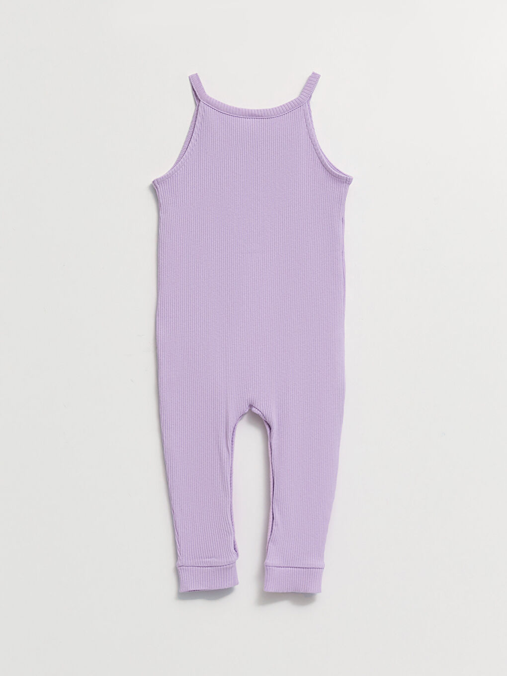 Lila Bisiklet Yaka Askılı Basic Pamuklu Kız Bebek Tulum-1