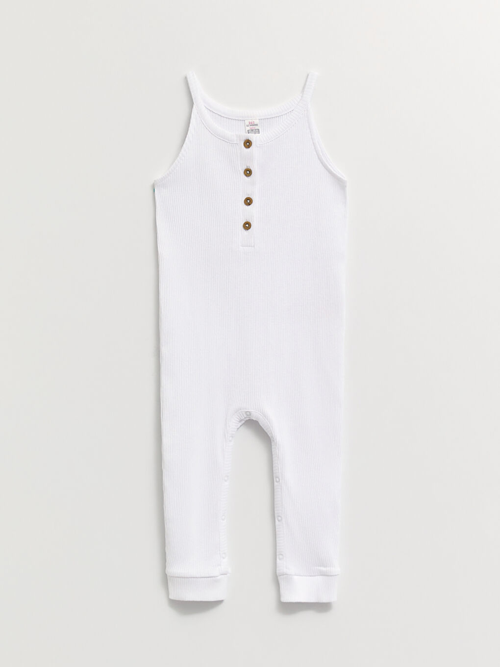 Beyaz Bisiklet Yaka Askılı Basic Pamuklu Kız Bebek Tulum