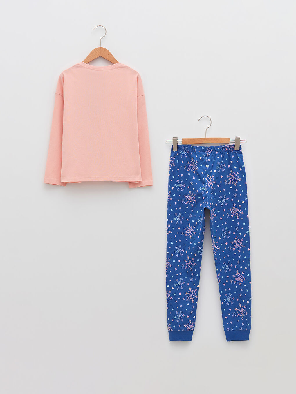 Pembe Bisiklet Yaka Elsa Baskılı Uzun Kollu Kız Çocuk Pijama Takımı-1