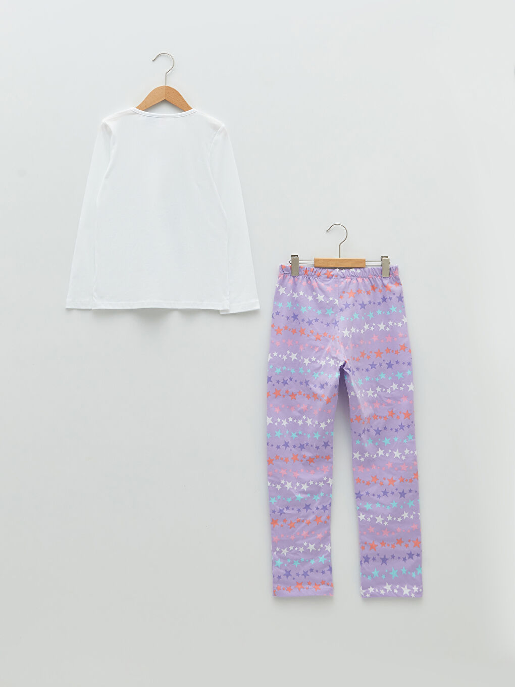 Set de pijama pentru fete din bumbac cu mânecă lungă imprimat Elsa cu guler rotund-1