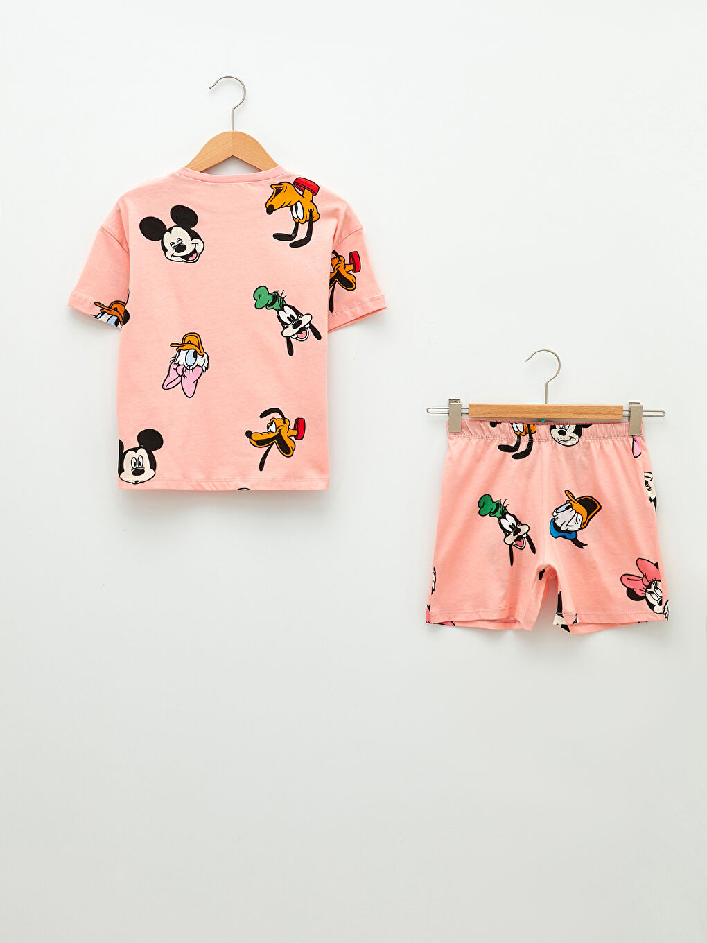 طقم بيجامة قصيرة كم قصير مطبوع ديزني ياقة دائرية بنات-1